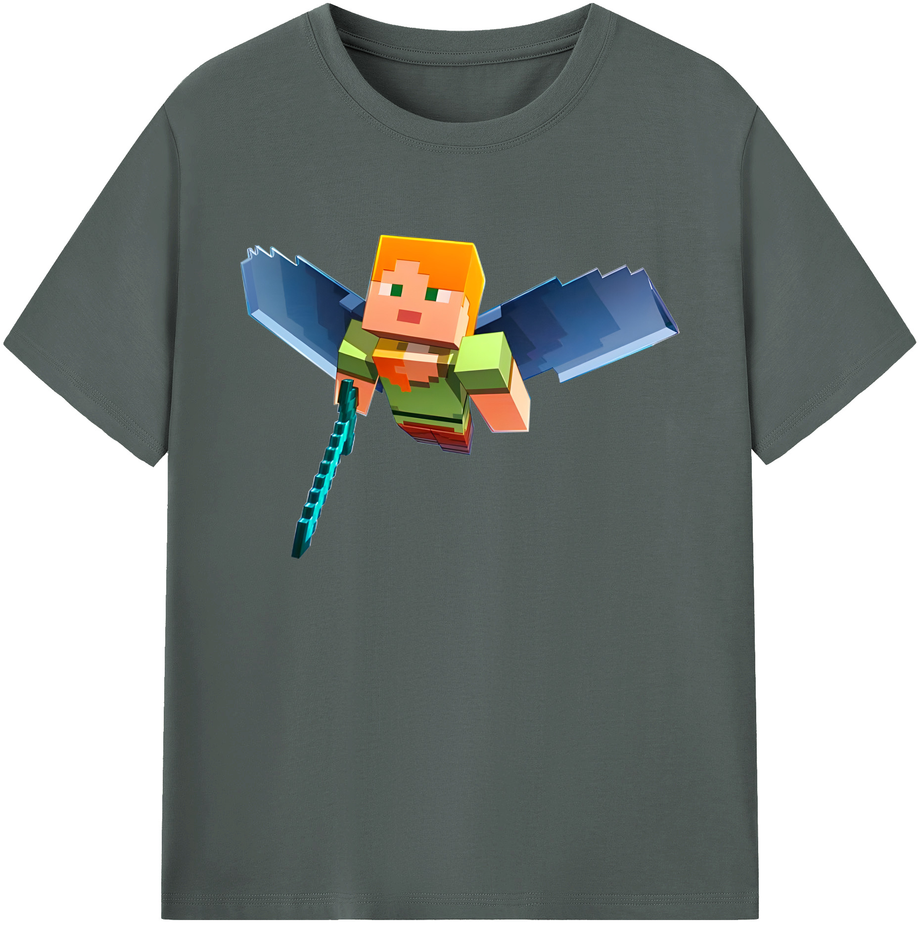 （画像用） マインクラフト ブロックの世界 Minecraft MC Block world 綿100％ メンズ半袖Tシャツ｜肌触りやわらか＆通気性